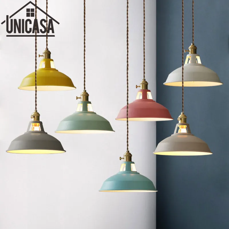 

Colors Pendant Lights Modern home Lighting Fixtures Vintage Kitchen Island Bedroom Ceiling Lamp Antique LED Shop Light Switch