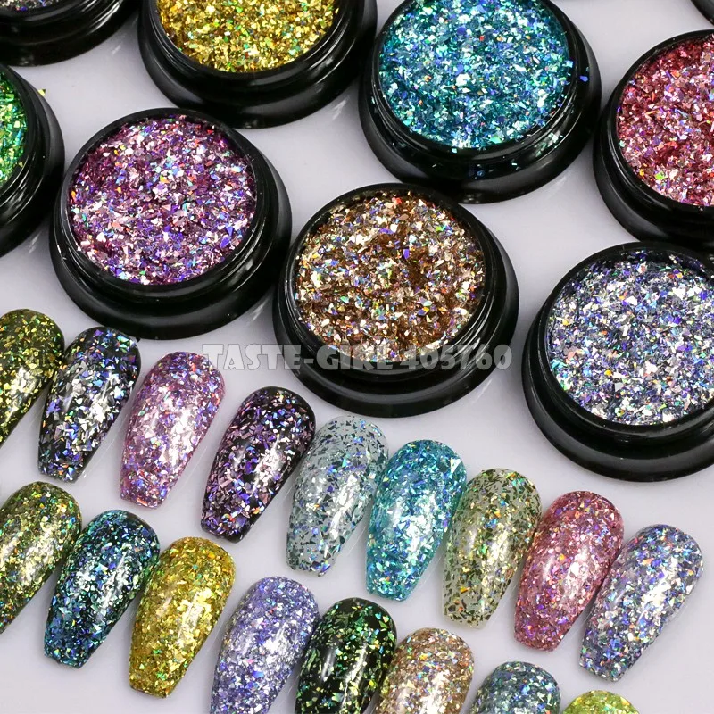 

1 Jar Coloful Glitter Sparked Irregular Fragment Powder Acrylic Nail Art Holographic Chip Decoration DIY Tip GLS1-12#