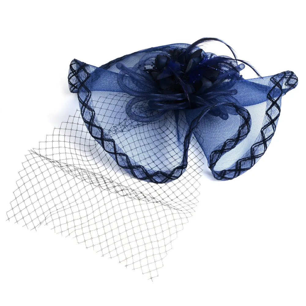 New Sale Brand New Hand Made Attractive Wedding Fascinator Veil Feather Hard Yarn Headband Hats Women Brides Hair Accessories