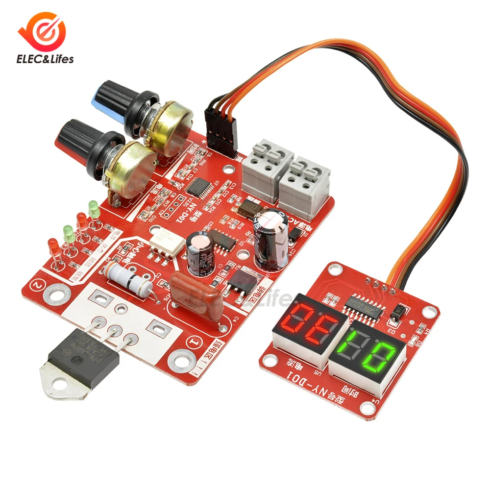 NY-D01 100A/40A Spot Welding Machine Control Board Welder AC 9V Transformer Controller Panel Adjust Time Current Digital Display