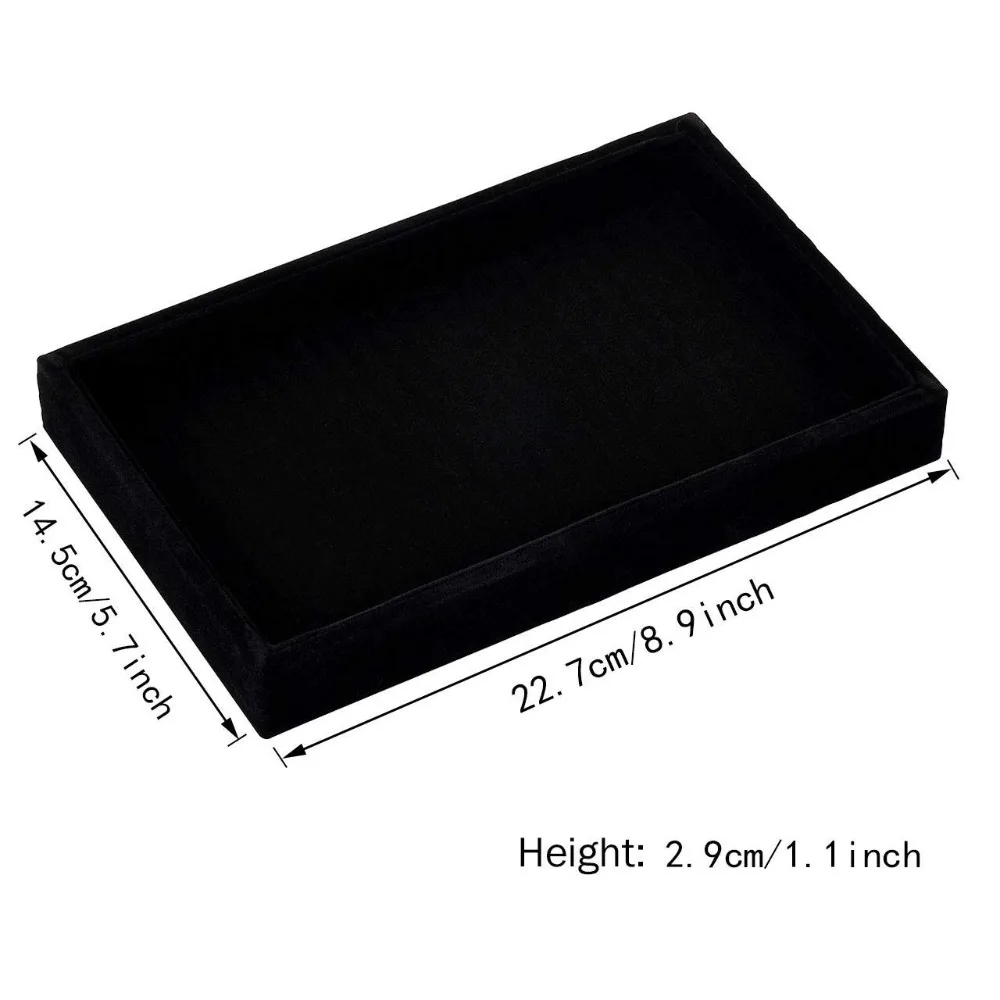 SZanbana Velvet Jewelry Tray Showcase Display Organizer for Ring Earring Necklace Pendants Bracelet (Black)