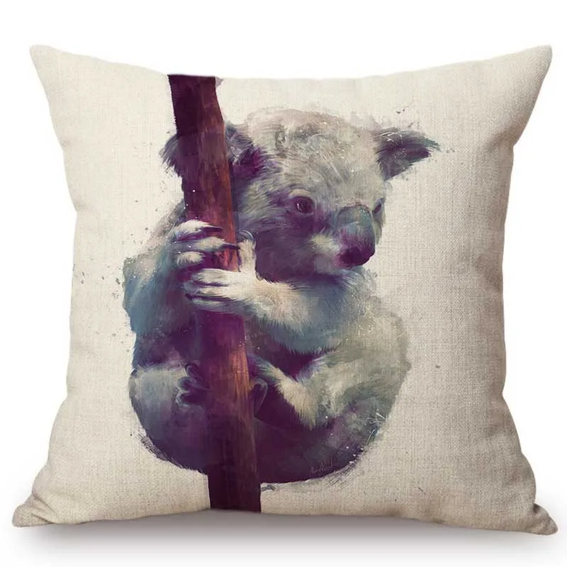 Cute watercolor Baby Animals Little Squirrel Koala Kangroo Bunny Wof Cow Kids' Room Decor Sofa Throw Pillow case Cushion Cover