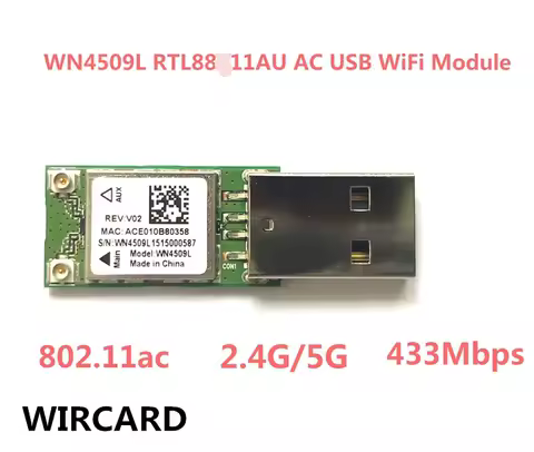 WIRCARD WN4509L Mini 5Ghz 2.4Ghz 433Mbps Wireless Dual Band 802.11ac USB WiFi Adapter RTL8811AU for Desktop/Laptop/PC