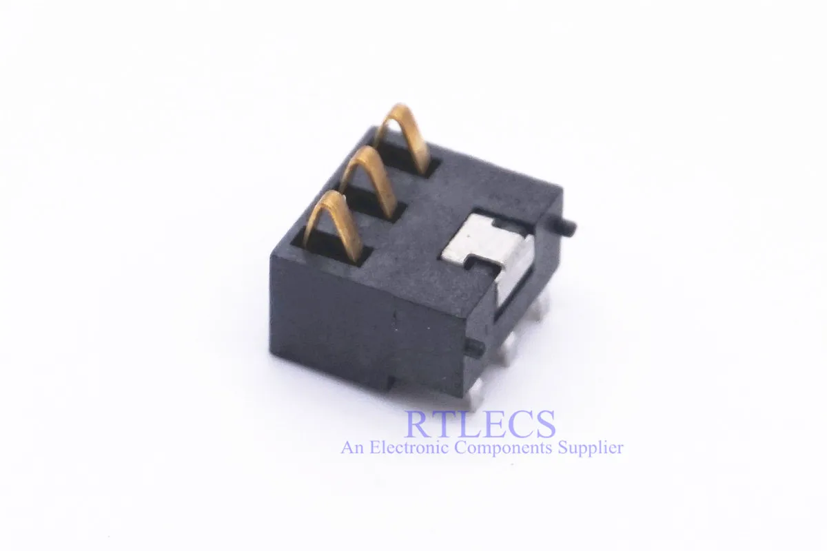 100pcs Surface Mount Spring Battery Connector 3 Pins 2.50 mm pitch 7.0 mm Height with locator 0.5A 50V Right Angle Reflow solder