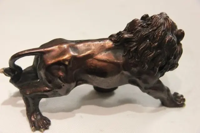 Chinese Folk Copper BRASS large-scale cat branch animal Ferocious Lion Statue Garden Decoration 100% real Brass BRASS