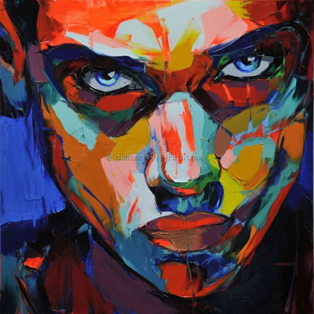 

Skills Artist Hand-painted High Quality Abstract Francoise Nielly Portrait Oil Painting Handsome Man Portrait Canvas Painting