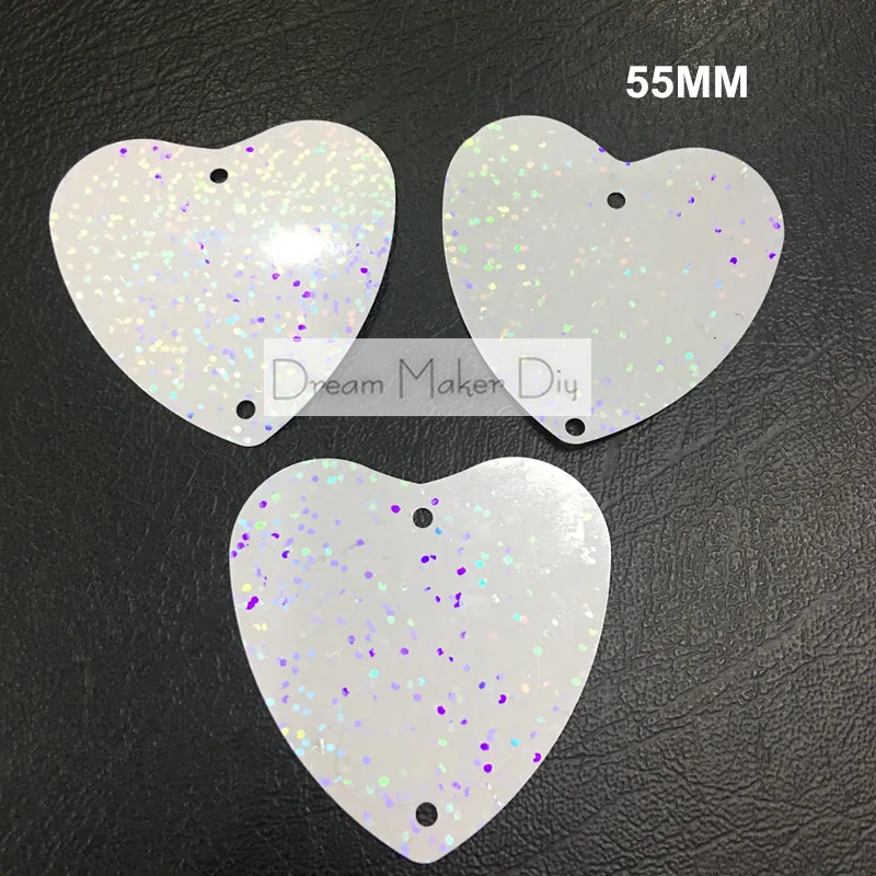 

450g 55MM 2 Holes Loose Sequins White Heart Laser Christmas Glitter Paillette Sewing,Wedding Craft DIY Garment Accessories