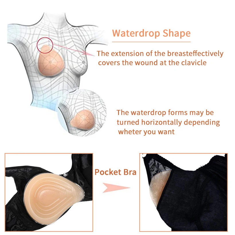 Silicone Breast Form Supports Artificial Spiral Silicone Chest Fake False Breast Prosthesis 150g-500g Super Soft Sponge Pad D30