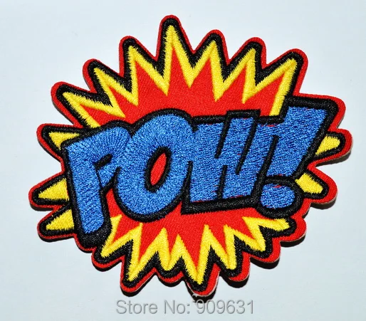 

New ! POW! superhero comics retro fun embroidered applique iron on patch