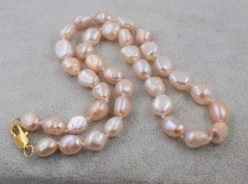 

freshwater pearl white pink purple baroque 8-10mm necklace 17inch wholesale beads nature FPPJ FPPJ