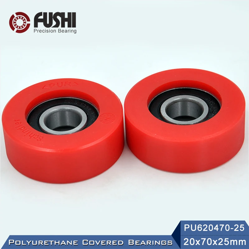 

2pcs Pu 6204 608 625 626 6001 6901polyurethane Covered Plastic Pulley Plastic Coated Outer Pom