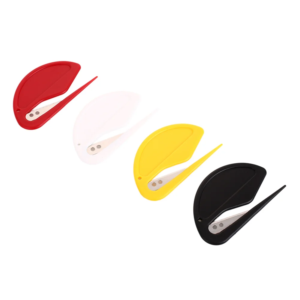 10Pcs/Lot Plastic Mini Letter Mail Envelope Opener Safety Paper Guarded Cutter Blade Office Equipment Letter Opener Random Color