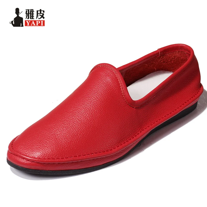 

US 6-10 Spring Summer Top Genuine Leather Lazy Mens Slip On Driving Lofers Casual Fashion Business Man White Shoes