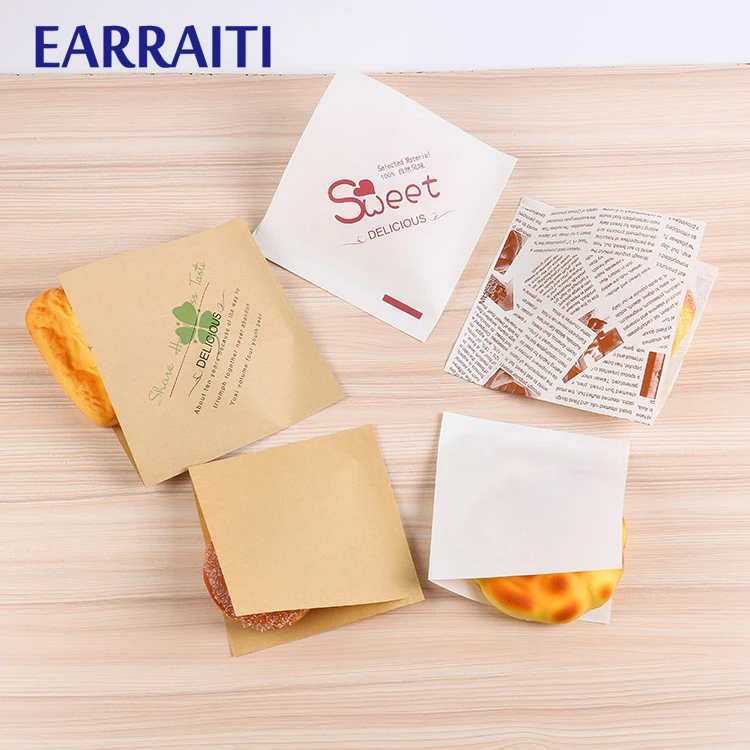 

1000 Pcs 15x15cm Trigonometric Kraft Paper Bag Donuts Sandwich Bags For Bakery Bread Food Packaging Bags White Brown Customized