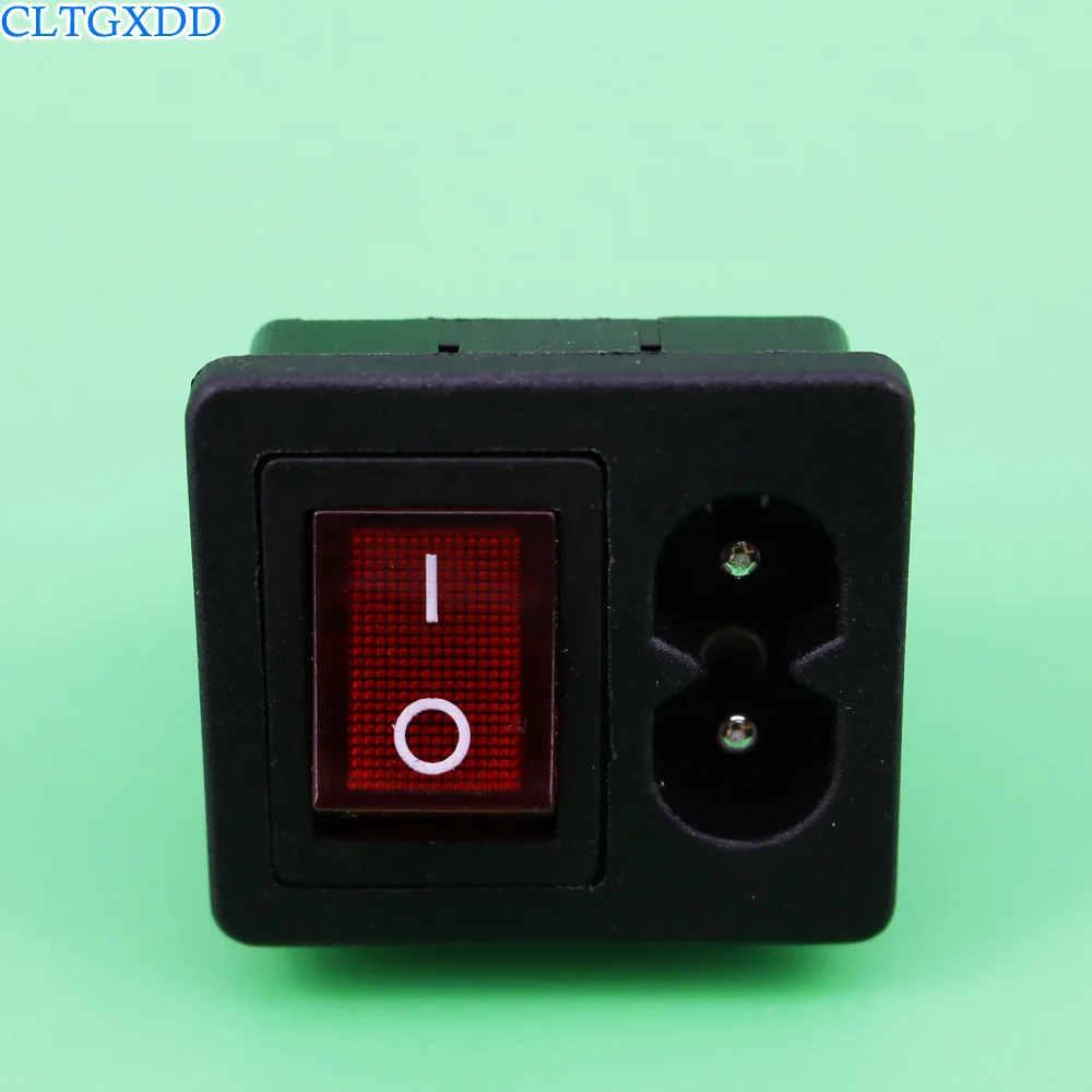 cltgxdd IEC 320 C8 AC Power Cord Inlet Socket Connector With ON-OFF Red Rocker Switch 250V 2.5A CCC CE