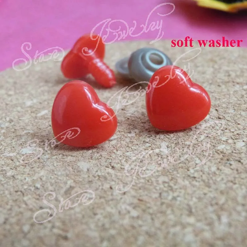 

200pcs/lot--15*13mm red color heart shape plastic safety toy noses with washer