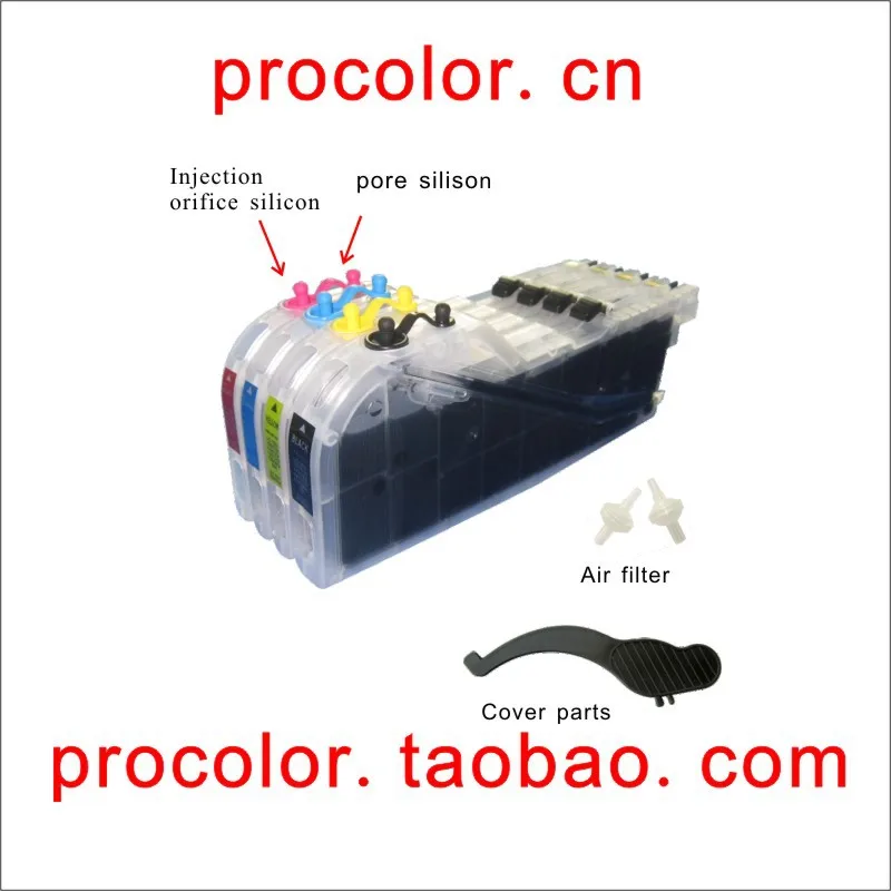 PROCOLOR Long refill inkjet cartridges LC133 LC135 LC137 for BROTHER DCP-J4110DW/MFC-J4410DW/MFC-J4510DW/MFC-J4710DW/J4510DW...