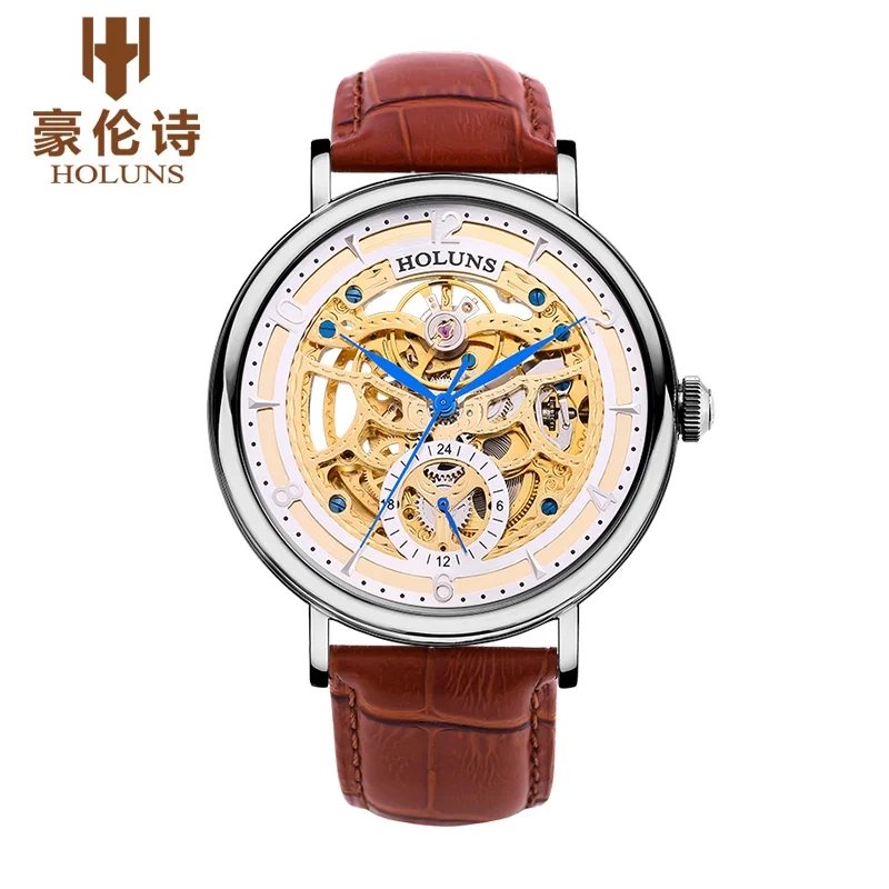 Originele Nieuwe Holuns Mannen Automatische Mechanische Sapphire Hollow Horloges Casual Waterdicht Heren Horloge Relojes Relogio Masculino