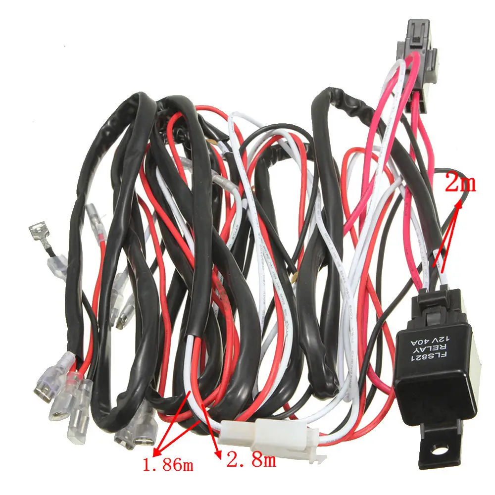 EE support 40A 300W Wiring Harness Kit LED Light Bar Laser Rocker Switch Fuse Zombie Car Styling