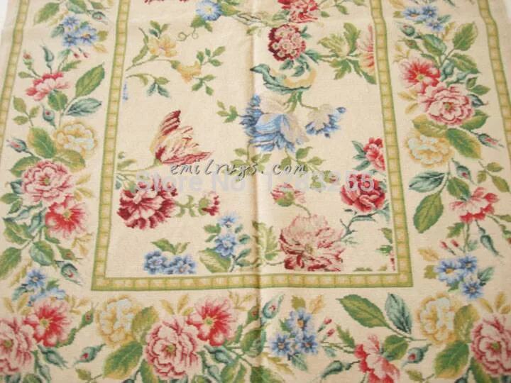 Hand-made Floral Edge For Large Needle Point Carpet New Unique 100% Wool Hand-made Needlepoint Carpet Home Decore