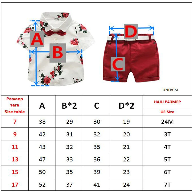 Boys Party Clothes Floral Printed Shirt with Solid Shorts Belt for 1 2 3 4 5 6 7 Years Kids Summer Set Baby Valentine\'s Day Suit