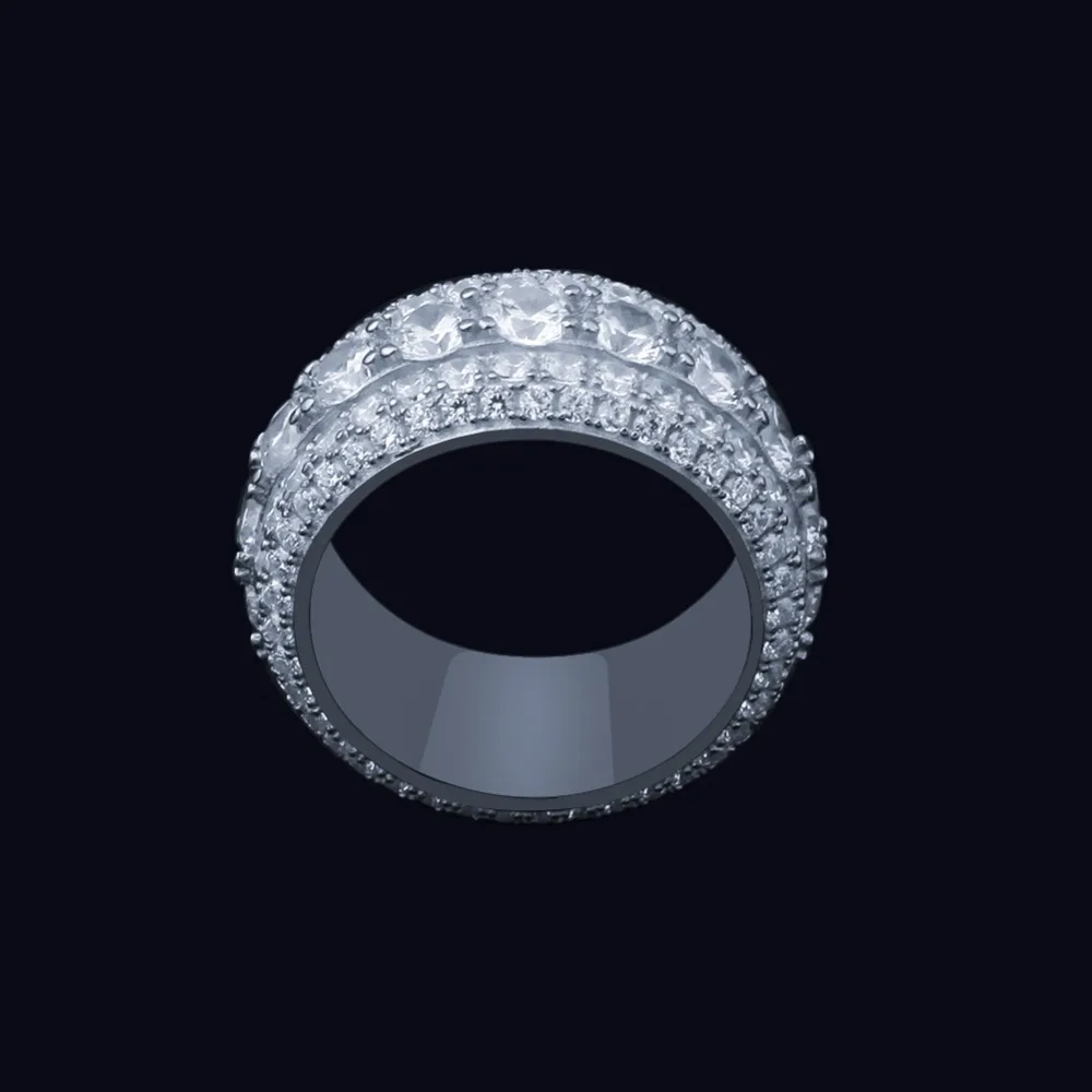 TBTK S925 Paved Full of Zircon Silver Color Ring Surface Width 26mm Large Man's Ring Western HipHop/Rap Costume Jewelry Ring