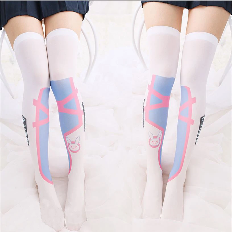 

1 Pair Summer Thin OW D.va Cosplay Stockings Kawaii Girl's Comfortable Game thigh high stocking lovely Dva over knee stockings