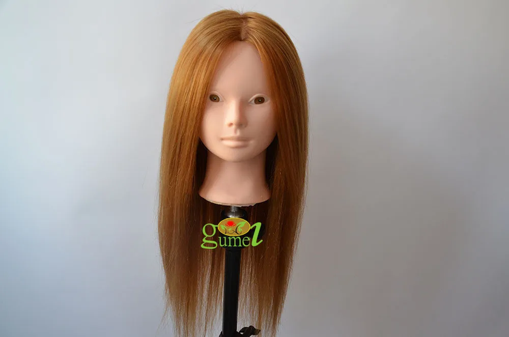 Free Shipping Mannequin Head Manikin 30% Natural Hair Training Head For Curl Dye Straighten Mannequin Head With Hair+Free Clamp