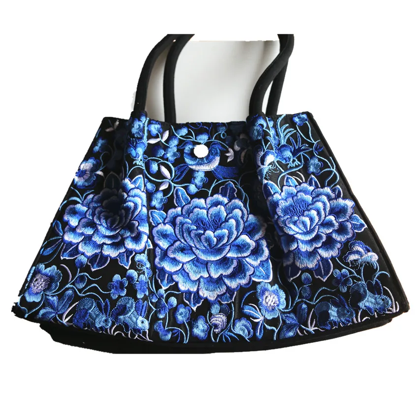 Floral Bestickt Damen Leinwand Umhängetasche Weibliche Vintage Große Tote Taschen Ethnische Reise Einkaufstasche Frauen Haspe Handtaschen