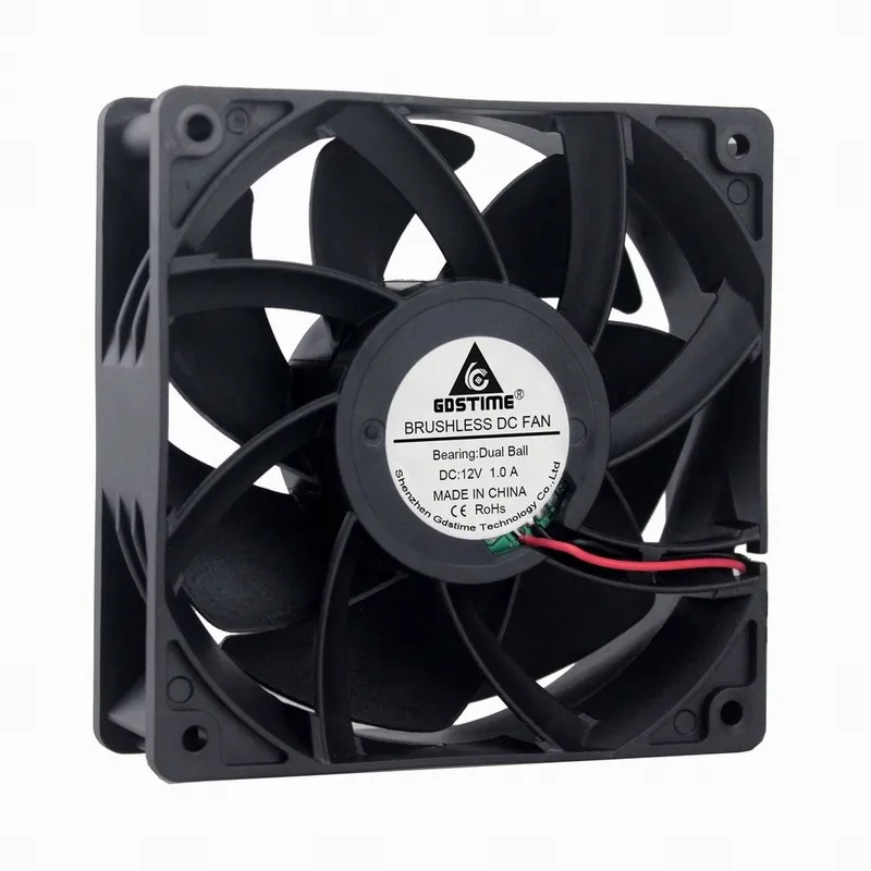 

1 Piece Gdstime DC 12V Dual Ball 120*120*38mm 12cm High Air Pressure Airflow Cooling Fan 120mmx38mm Industrial Equipment Cooling