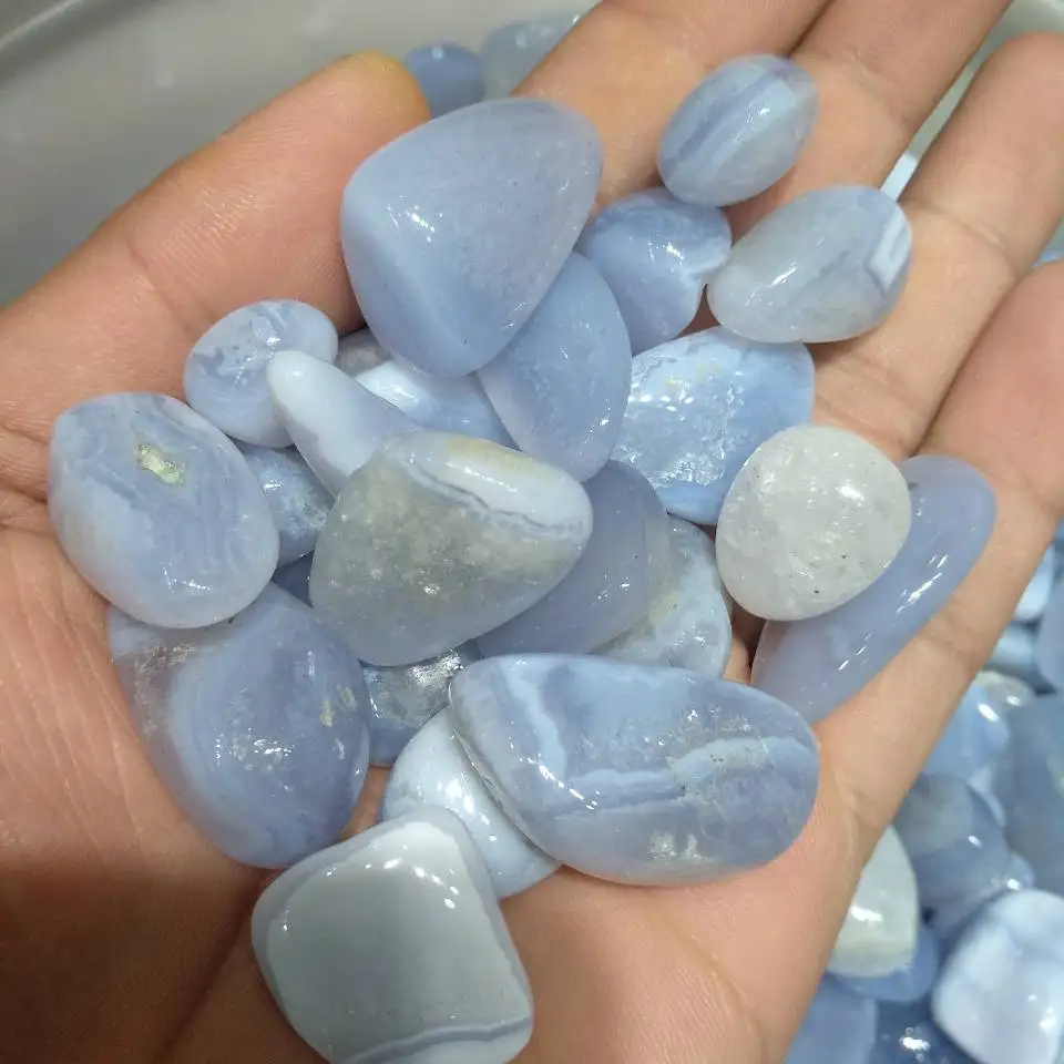 Natural Blue Agate Quartz Crystal Stone Gravel Specimen Fish Tank