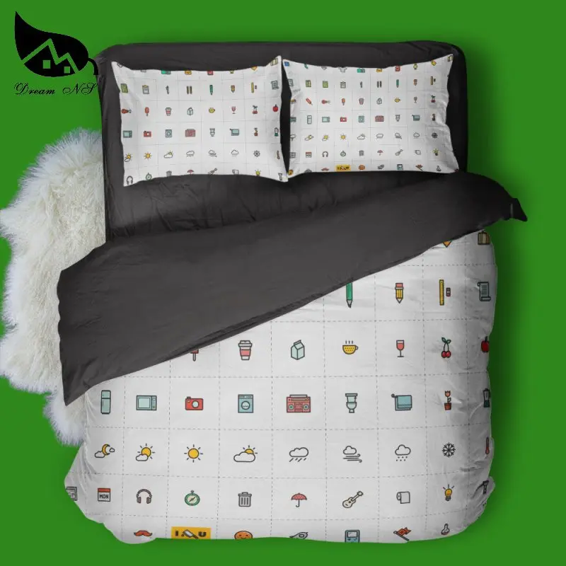 Dream NS KT04 Computer Mobile Chat Emoticon Pattern Designed specifically for GEEK room bedding set icon Quilt cover Custom size