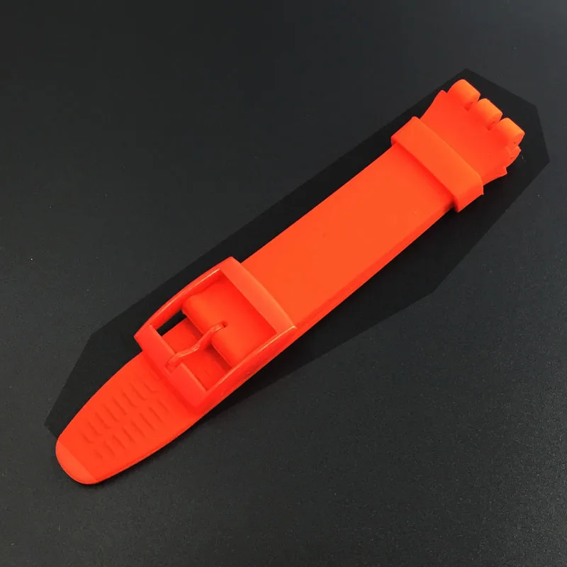 Ultra-thin Watch Band for Swatch Skin Strap Replacement Pin Buckle 16mm Silicone Rubber Wristband Red Navy Black White Watchband