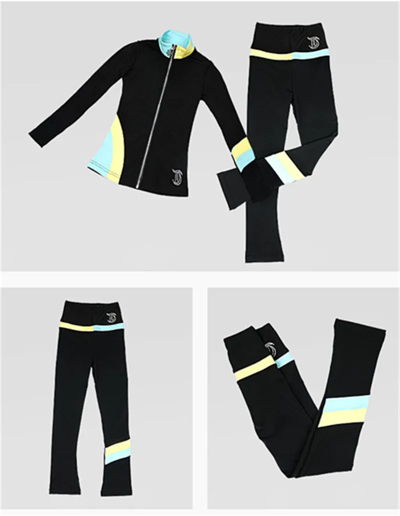 Figure Skating Suits Jacket and Pants Long Trousers for Girl Women Training Patinaje Ice Skating Warm Multi-color matching