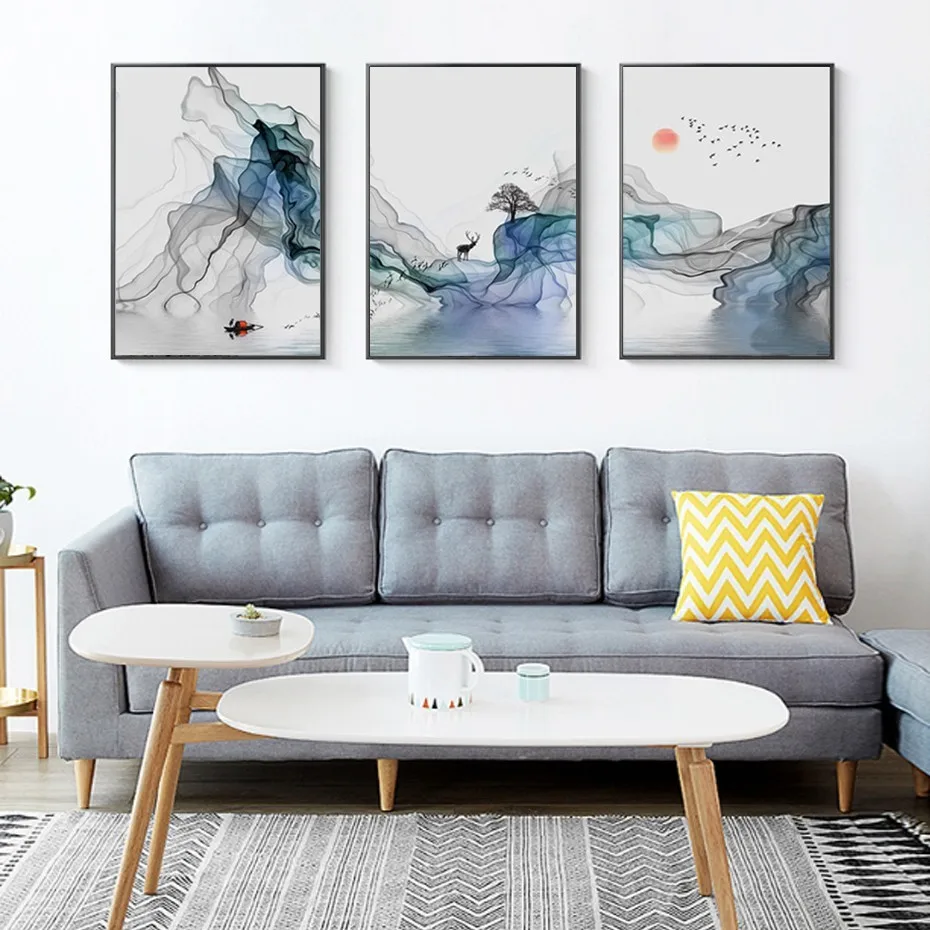 

3pcs Abstract Sunrise Landscape Wall Art Canvas Paintings Nordic Picture Poster Print for Living Room Office Interior Home Decor