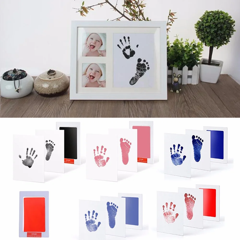 Baby Pflege Ungiftig Baby Foto rahmen DIY Handabdruck Fußabdruck Impressum Kit Baby Souvenirs Casting Ton Drucken Newborn Tinte pad Spielzeug