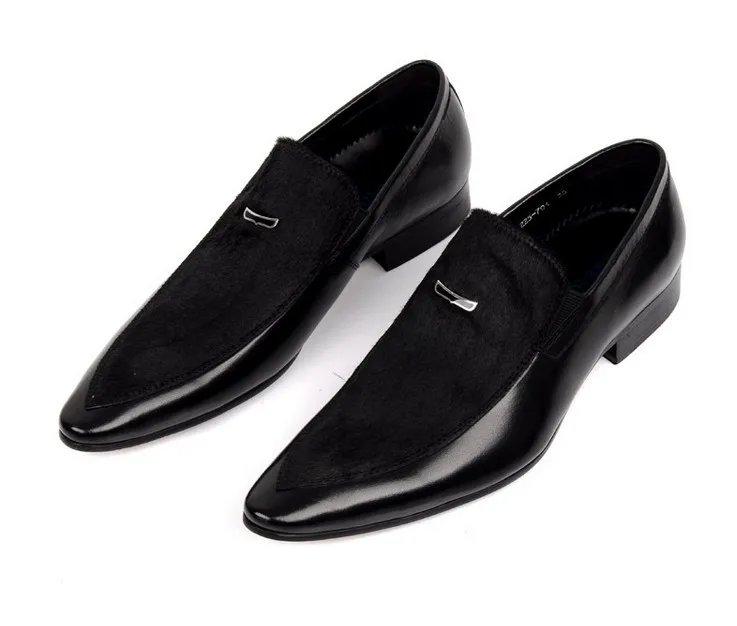 Large size EUR45 Black mens suede dress shoes genuine leather pointed toe business dress shoes mens wedding shoes