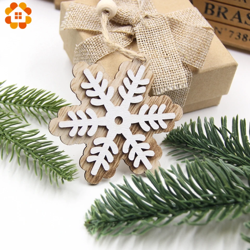 2PCS Vintage European White Wooden Pendants Ornaments Hanging Gifts For Wedding&Christmas Party Decorations Tree Ornaments