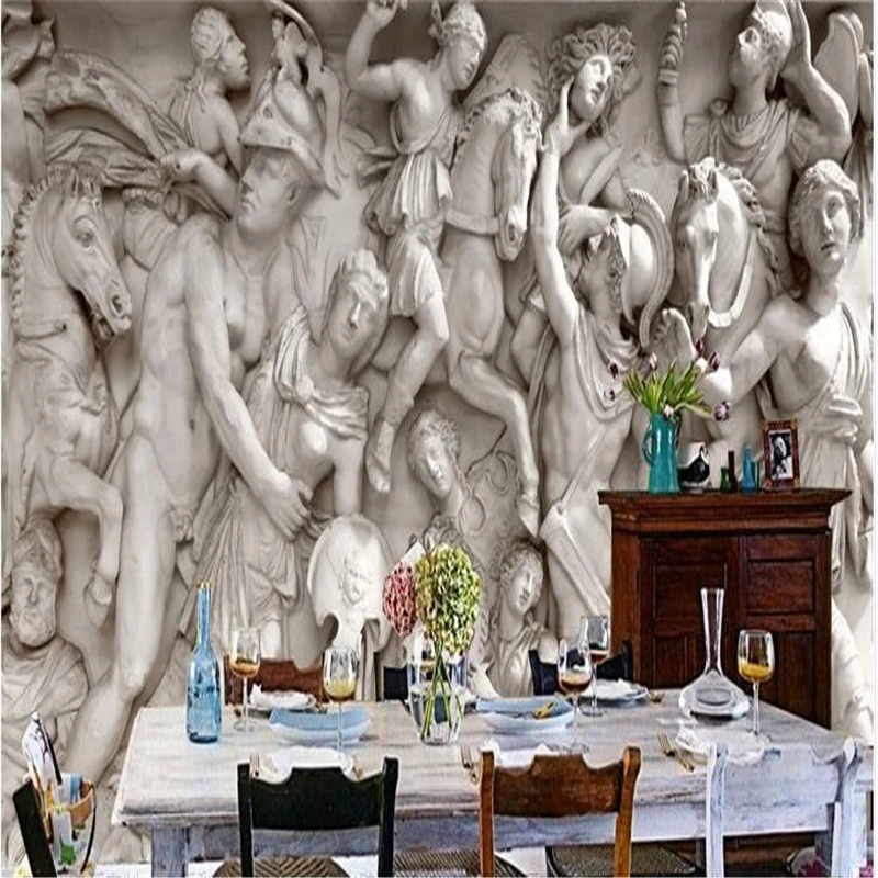 beibehang photo wallpaper 3D European Roman statues art wallpaper restaurant retro sofa backdrop wall paper 3d mural wallpaper