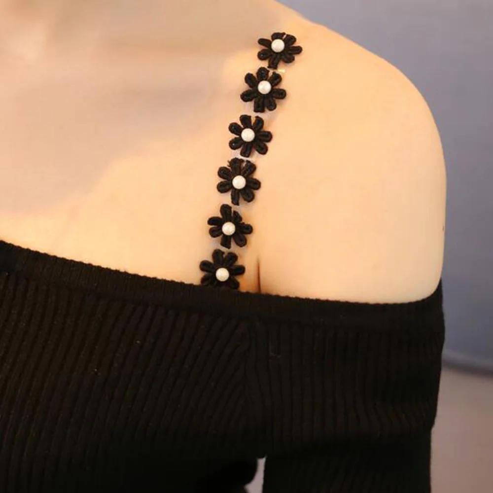 Correas de sujetador invisibles para mujer, correas de hombro de silicona transparentes antideslizantes, encaje de flores, correas de sujetador