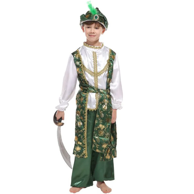 Arabski król książę arabski wojownik kostiumy nowy rok Halloween boże narodzenie karnawał dzieci chłopcy przebranie dzieci ubrania typu Cosplay