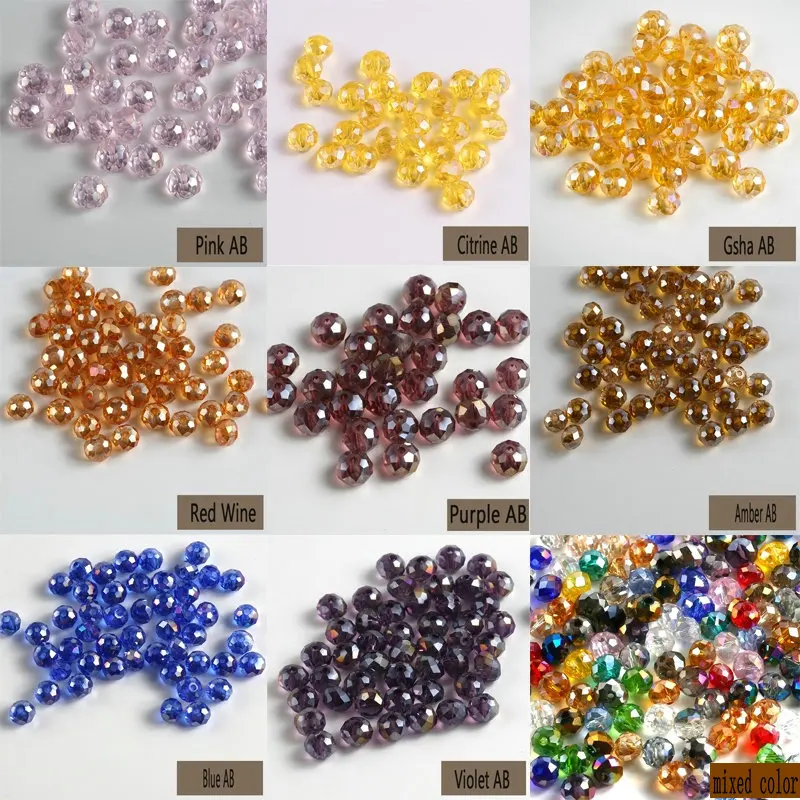 Hot sale 4mm-8mm plated ab color crystal round beads loose glass ball beads for Necklace bracelet making diy,Jewelry accessories