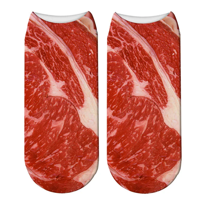 Funny 3D Printed Barbecue socks Pork belly short Women socks Terror novelty socks Fashion Cute Low Cut Ankle Socks men 5ZWS62