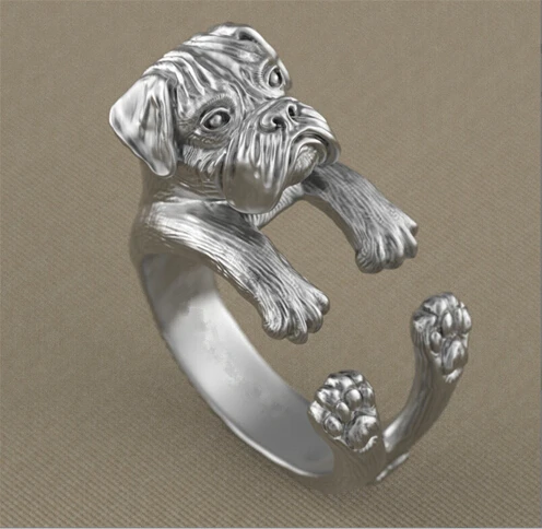 Newest Listed Handmade Boxer Dog Ring Retro Animal Ring Pet Lovers Gift Idea(4 Colors Free Collocation)