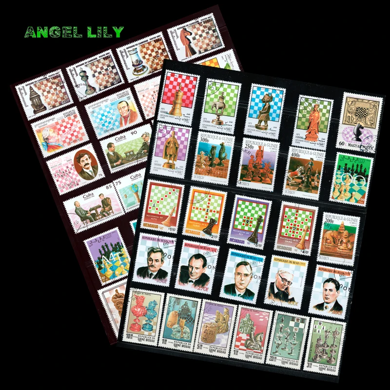 50 PCS / lot Topic Chess All Different Middle And Big Size World wide Lot Unused Postage Stamps With Post Mark For Colleciton