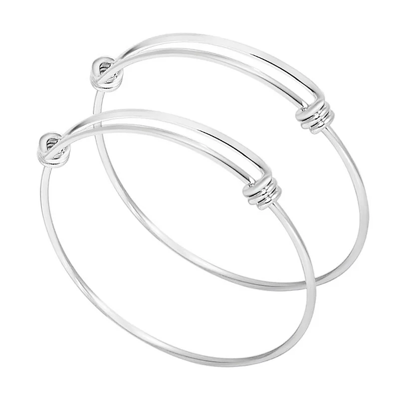 Aiovlo Stainless Steel Adjustable Starter Bracelet Bangle Fit Pendant Charm Beads DIY Fine Bracelet Jewelry for Women Gift