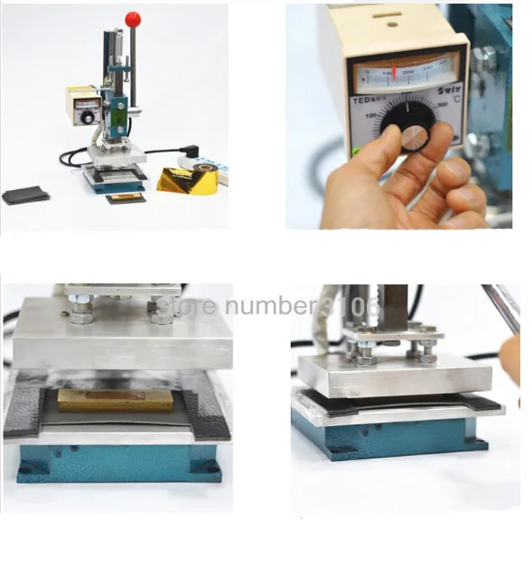 คู่มือฟอยล์ร้อนเครื่องปั๊มฟอยล์ Stamper เครื่องพิมพ์หนังลายนูน 220V/110V เครื่อง (5x7 ซม.)