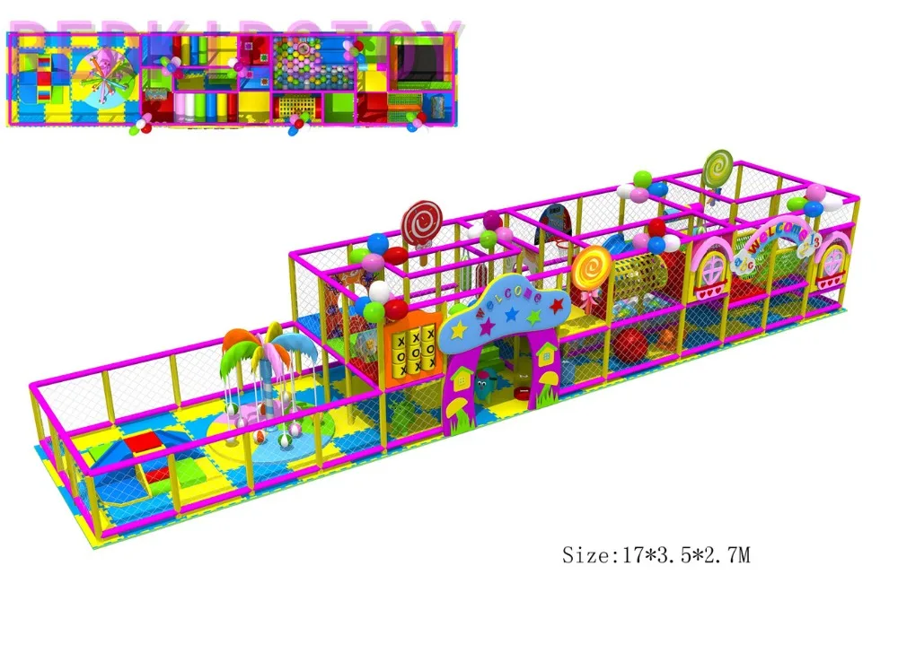 CE Approved Candy Themed Children Indoor Playground With Electric Palm Tree HZ-170720b