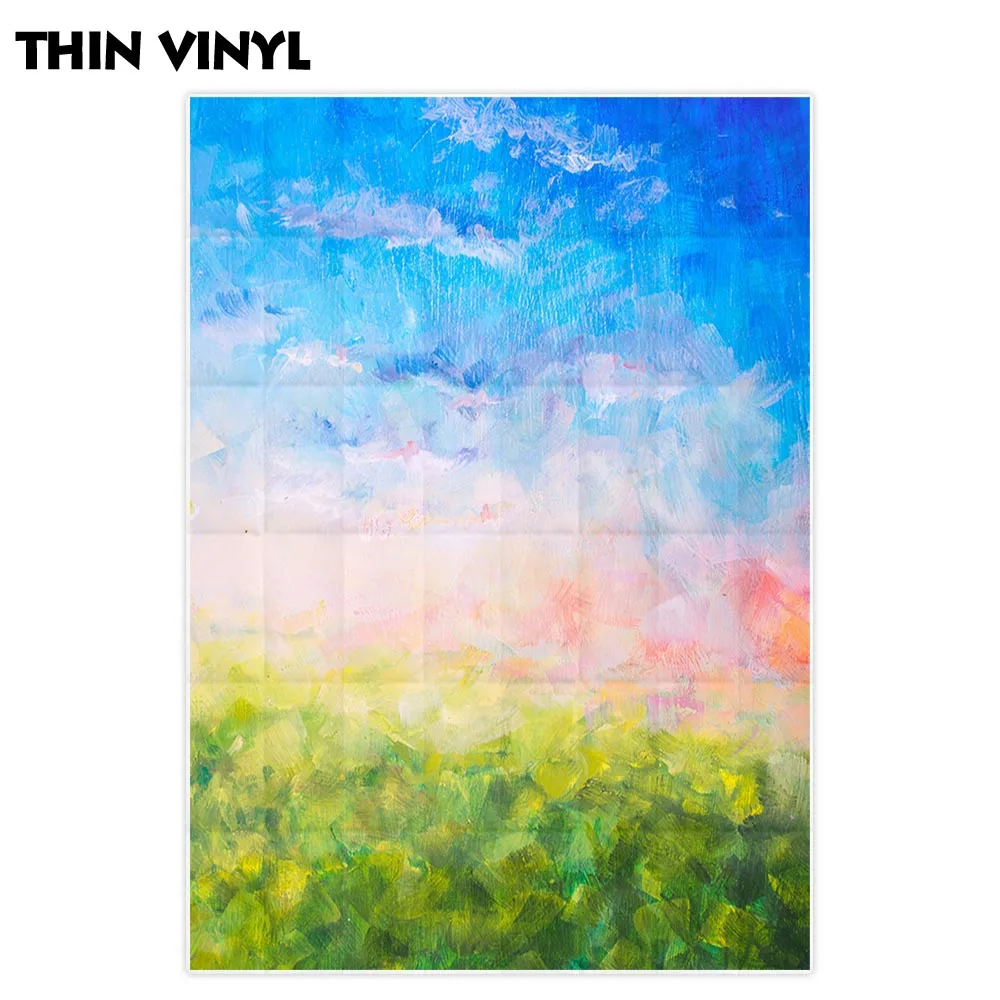 Funnytree 写真スタジオ背景油絵青空雲アートグリーン春抽象屋外子供の壁紙の背景