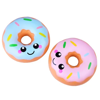 Niedlicher Smiley-Donut-Squishy, langsam steigende Simulation, PU-Brotkuchen, duftendes, weiches Quetschspielzeug, Stressabbau für Kinder, lustiges Geschenk, 10 x 10 cm